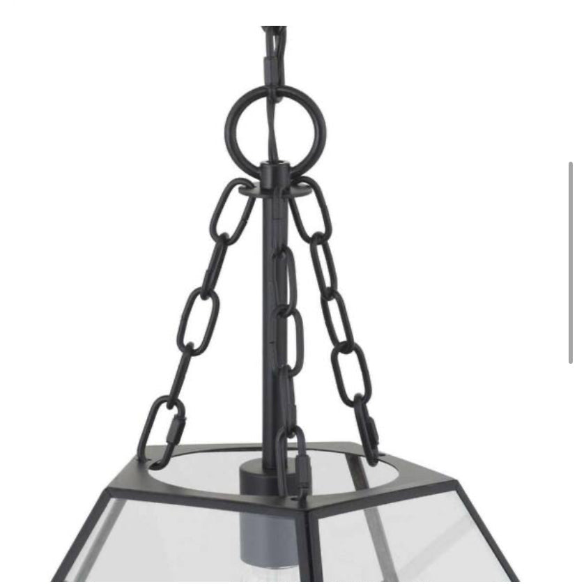 Wianno 1-Light Matte Black Pendant with Clear Bound Glass Shade