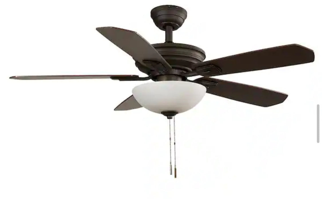 Wellston II 44 in. Indoor LED Bronze Dry Rated Downrod Ceiling Fan with Light Kit and 5 Reversible Blades