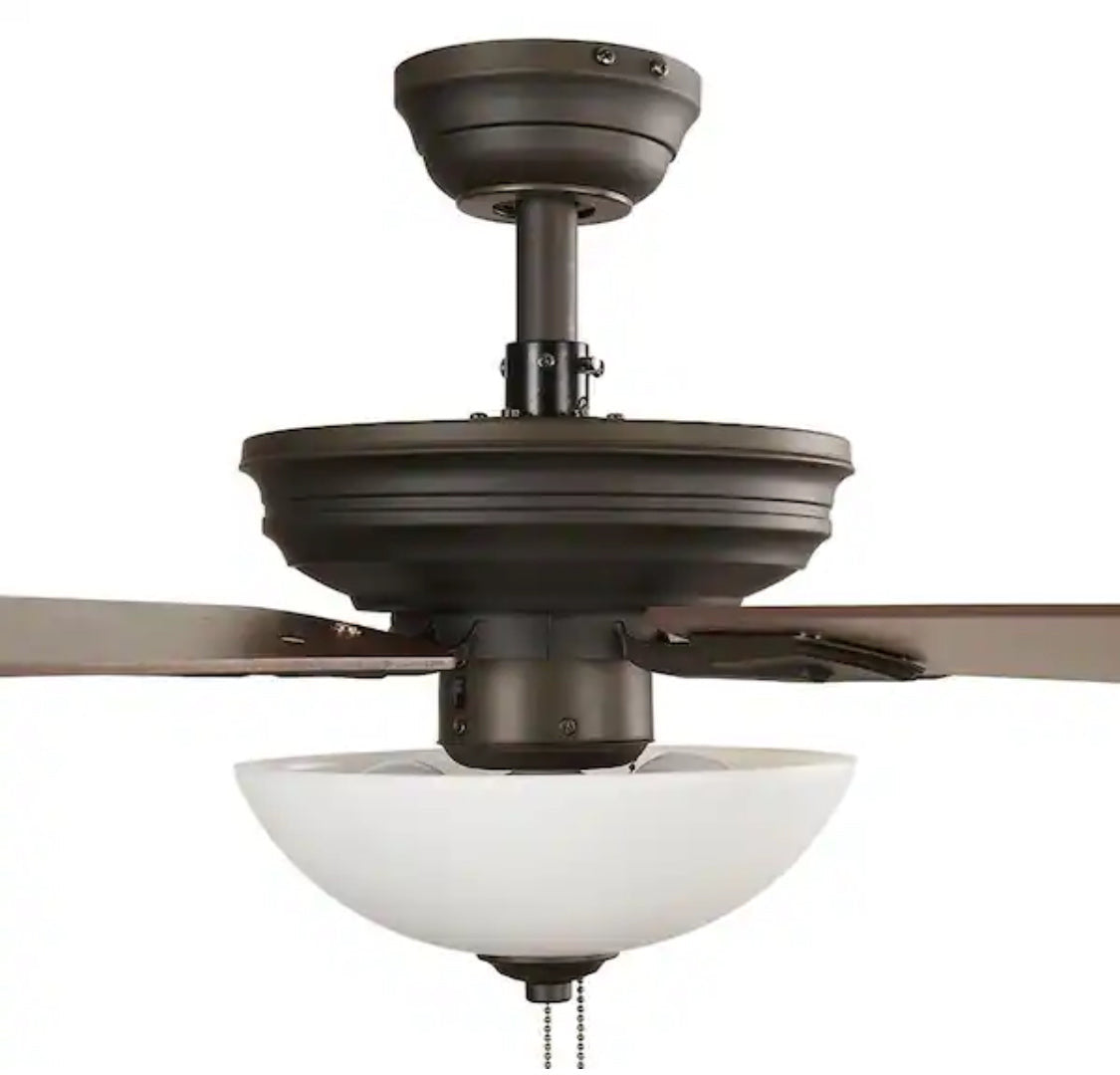 Wellston II 44 in. Indoor LED Bronze Dry Rated Downrod Ceiling Fan with Light Kit and 5 Reversible Blades