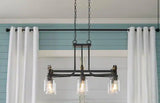 Knollwood 32 in. 6-Light Black Bronze with Brass Accents Industrial Round Chandelier for Kitchens Bulbs Included