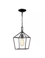Weyburn 1-Light Bronze Farmhouse Mini Pendant Light Fixture with Caged Metal Shade