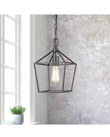 Weyburn 1-Light Bronze Farmhouse Mini Pendant Light Fixture with Caged Metal Shade
