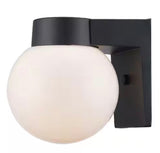 7 in. Black Outdoor Hardwired Wall Lantern Sconce with White Glass