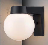 7 in. Black Outdoor Hardwired Wall Lantern Sconce with White Glass