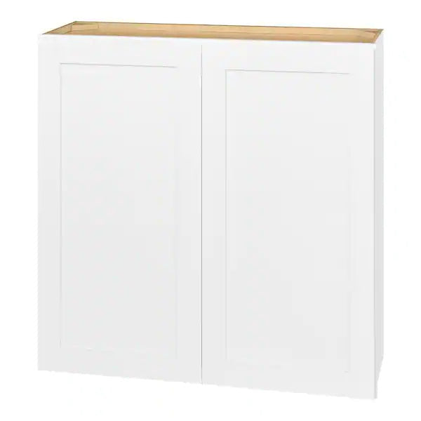 Avondale Shaker Alpine White Quick Assemble Plywood 36 in Wall Kitchen Cabinet (36 in W x 36 in H x 12 in D)