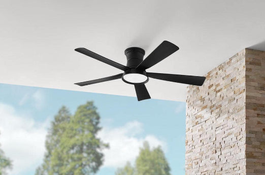 Hawkspur 52 in. Indoor/Outdoor Matte Black Low Profile Ceiling Fan with Adjustable White LED with Remote Included