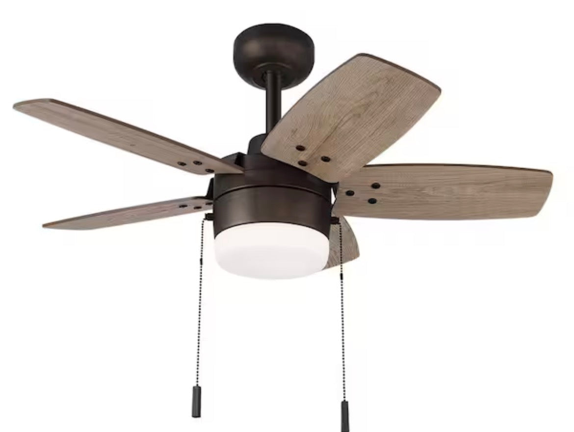 Waterly 32 in. Indoor in Plated Bronze Ceiling Fan with Integrated LED