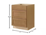 Avondale 24 in. W x 24 in. D x 34.5 in. H Ready to Assemble Plywood Shaker Drawer Base Kitchen Cabinet in White Oak