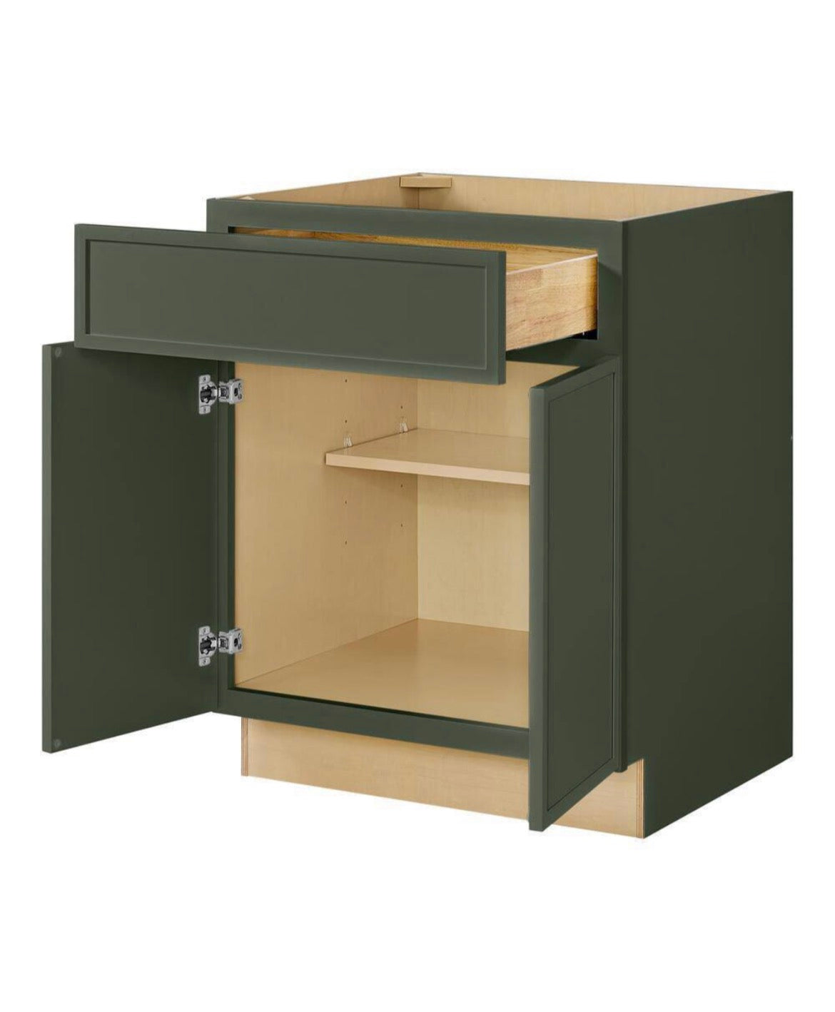 Leyton 27 in. W x 24 in. D x 34.5 in. H Ready to Assemble Plywood Slim Shaker Base Kitchen Cabinet in Fern Green