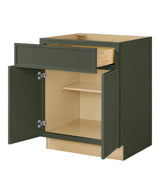 Leyton 27 in. W x 24 in. D x 34.5 in. H Ready to Assemble Plywood Slim Shaker Base Kitchen Cabinet in Fern Green