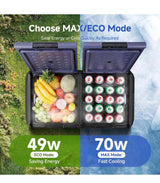 3.35 cu. ft. Dual Zone-4℉~68℉ Outdoor Refrigerator Car Cooler in Blue, 12/24V DC 110-240V AC for Travel