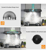 30 in. 800 CFM Convertible Ductless Insert Range Hood With 3-Speed Fan and 2-Bright LED Light, Stainless Steel