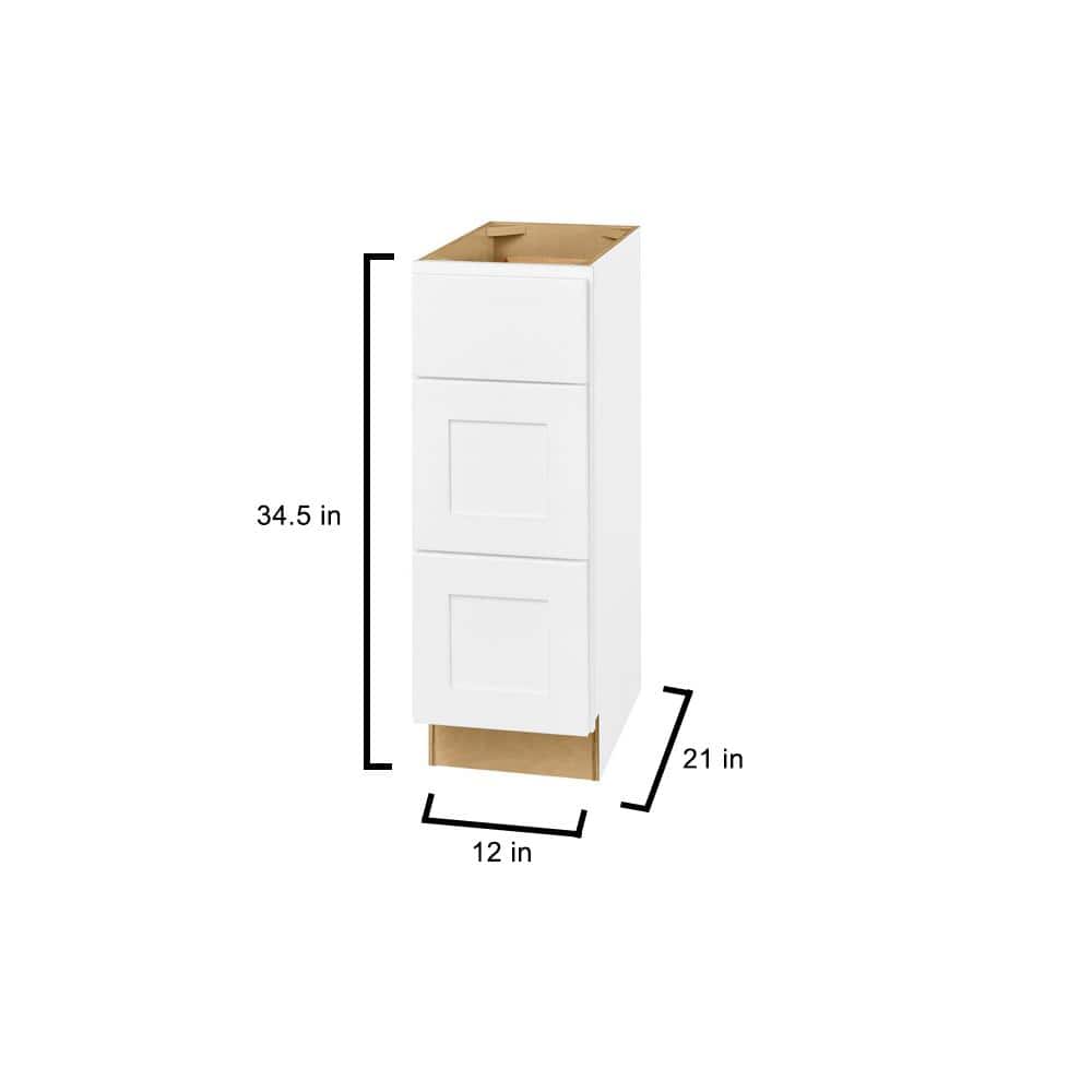 Avondale Shaker Alpine White Ready to Assemble Plywood 12 in Vanity Drawer Base (12in W x 21in D x 34.5in H)