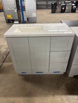 Bannister 37 in. W x 19 in. D x 35 in. H Single Sink Bath Vanity in Pearl Gray with White Cultured Marble Top