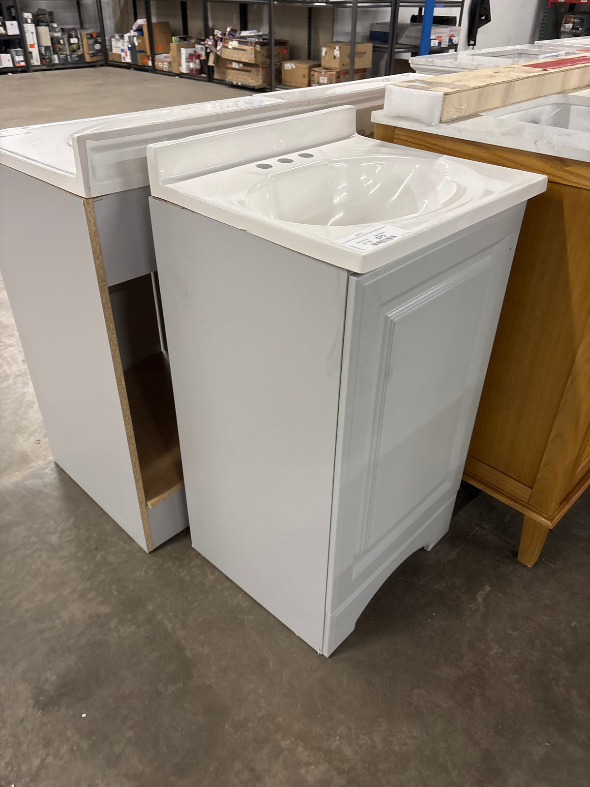 19 in. Single Sink Pearl Gray Bath Vanity with White Cultured Marble Top (Assembled)