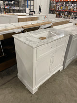 Doveton 36 in. W x 19 in. D x 34.50 in. H Freestanding Vanity in Weathered Tan with White Engineered Stone Top
