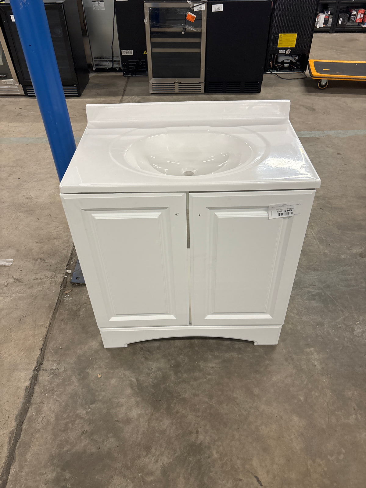 31 in. W x 19 in. D x 35 in. H Single Sink Freestanding Bath Vanity in White with White Cultured Marble Top