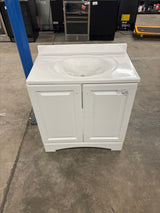 31 in. W x 19 in. D x 35 in. H Single Sink Freestanding Bath Vanity in White with White Cultured Marble Top