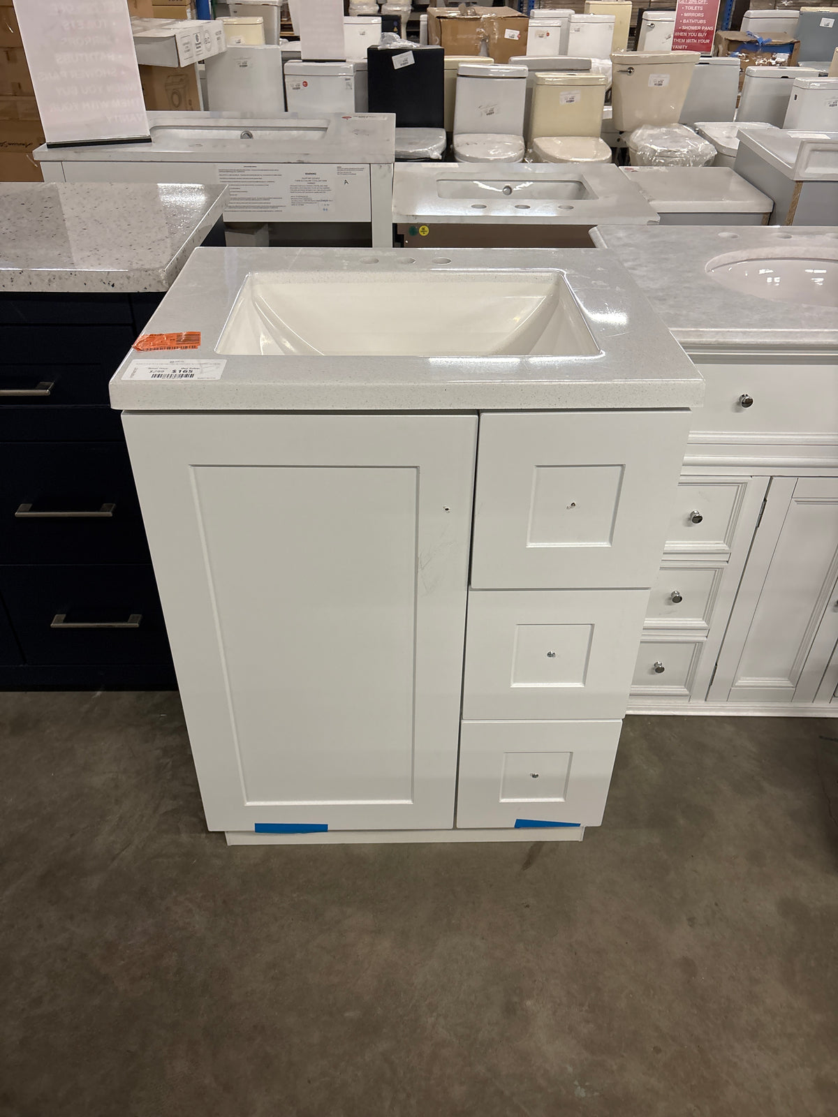 Bannister 24.5 in. W x 18.75 in. D Bath Vanity in White with Cultured Marble Top in Colorpoint White with White Sink