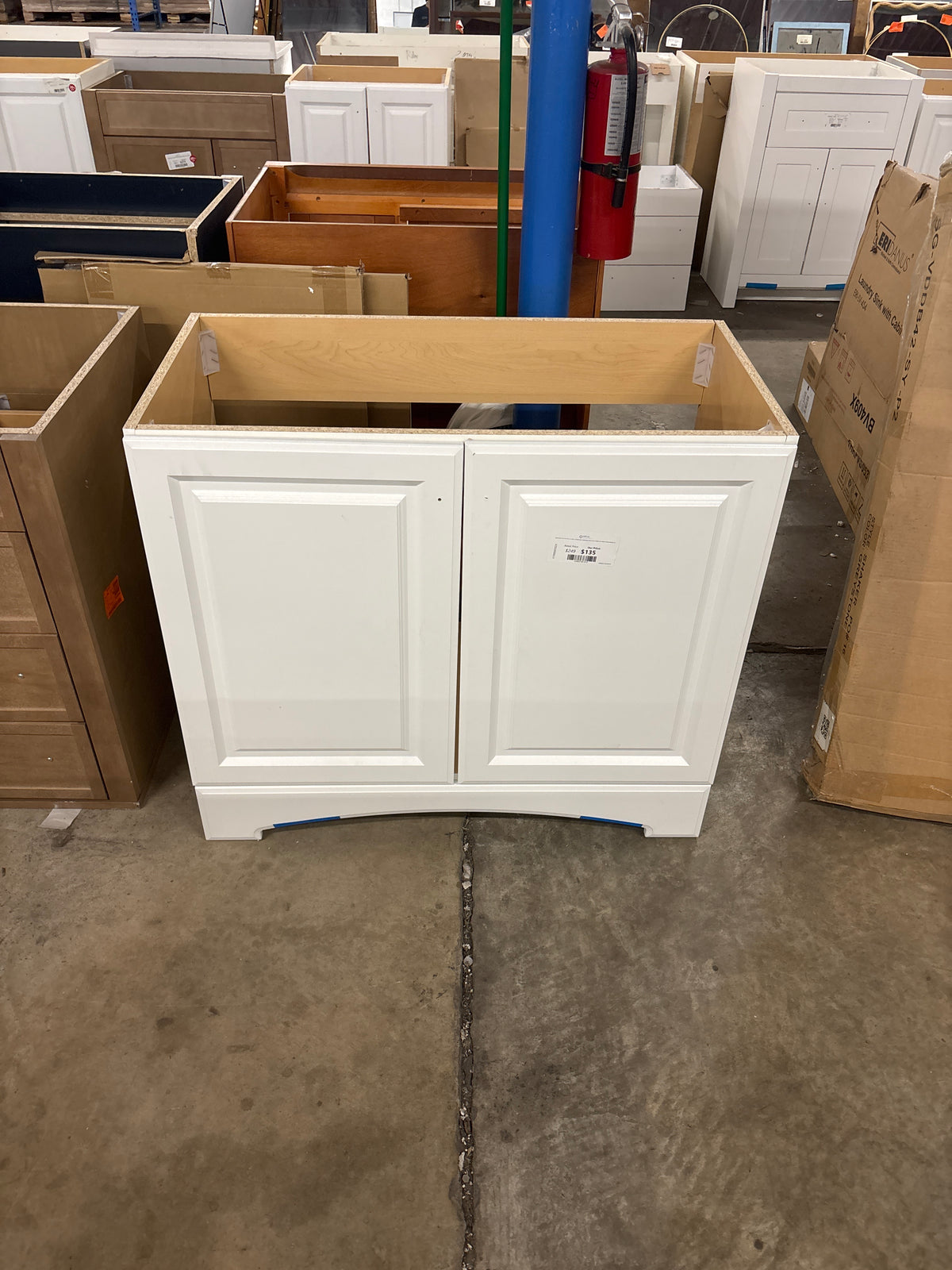Glacier Bay 37 in. W x 19 in. D x 35 in. H Single Sink Freestanding Bath Vanity in White with White Cultured Marble Top