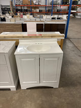 31 in. W x 19 in. D x 35 in. H Single Sink Freestanding Bath Vanity in White with White Cultured Marble Top
