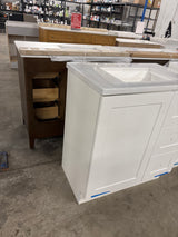 Bannister 31 in. W x 19 in. D x 35 in. H Single Sink Freestanding Bath Vanity in White with White Cultured Marble Top