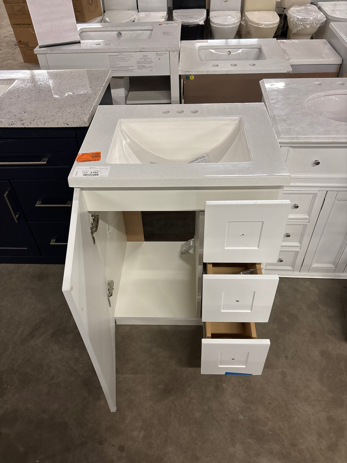 Bannister 24.5 in. W x 18.75 in. D Bath Vanity in White with Cultured Marble Top in Colorpoint White with White Sink