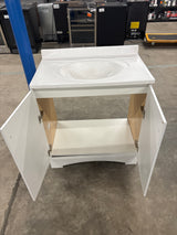 31 in. W x 19 in. D x 35 in. H Single Sink Freestanding Bath Vanity in White with White Cultured Marble Top