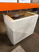 Westfield Feather White Assembled Sink Base Kitchen Cabinet (36 in. W x 23.75 in. D x 35 in. H)