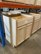 27 in. W x 24 in. D x 34.5 in. H Assembled Base Kitchen Cabinet in Unfinished with Recessed Panel