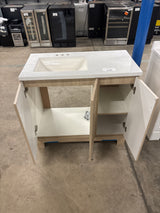Oakley 37 in. Single Sink Beige as Oak Bath Vanity with White Cultured Marble Top (Assembled)