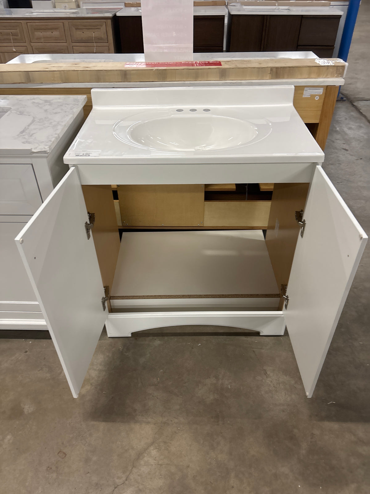 31 in. W x 19 in. D x 35 in. H Single Sink Freestanding Bath Vanity in White with White Cultured Marble Top