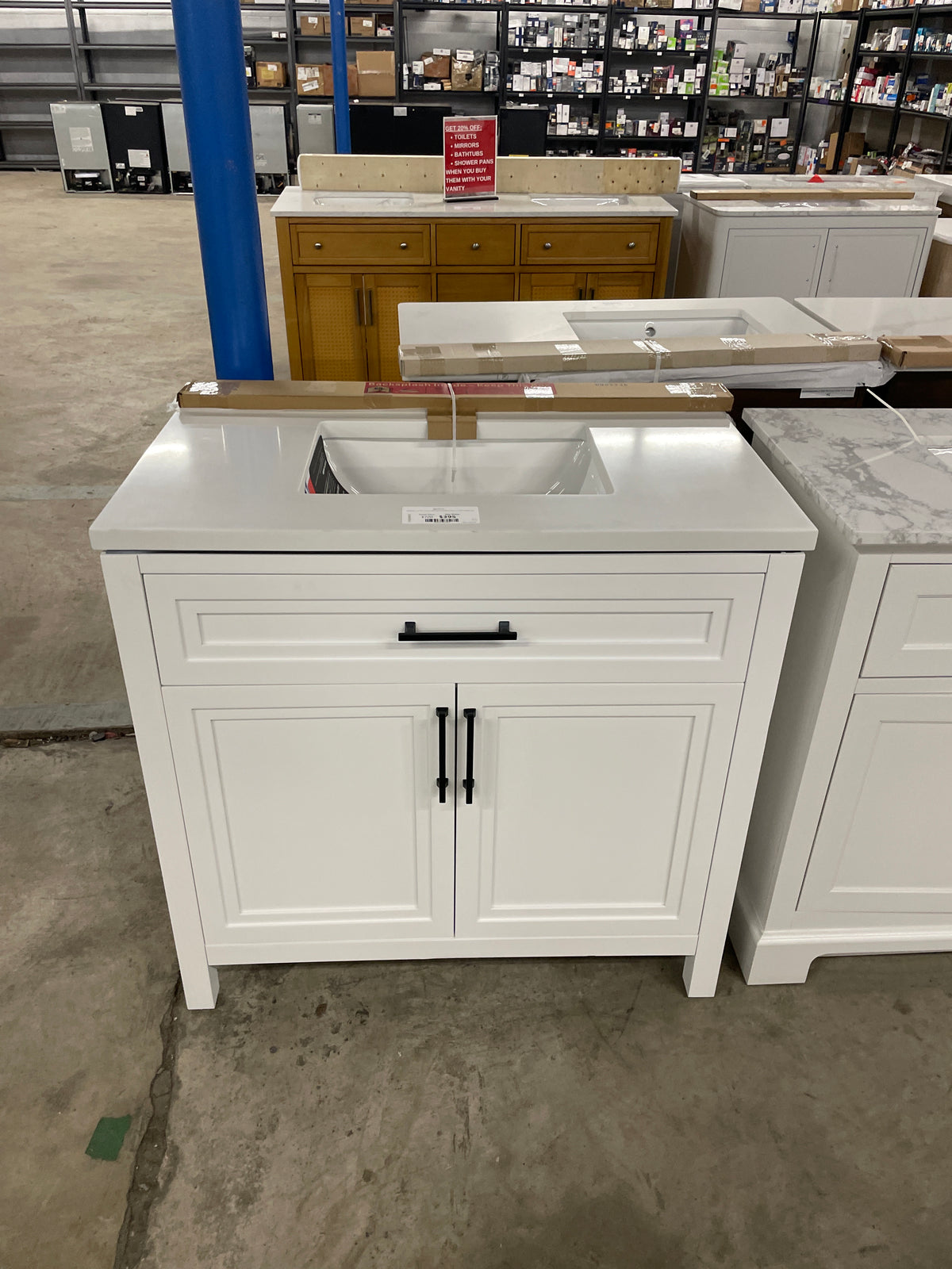 Mayfield 36 in. W x 22 in. D Vanity in White with Cultured Marble Vanity Top in White with White Basin