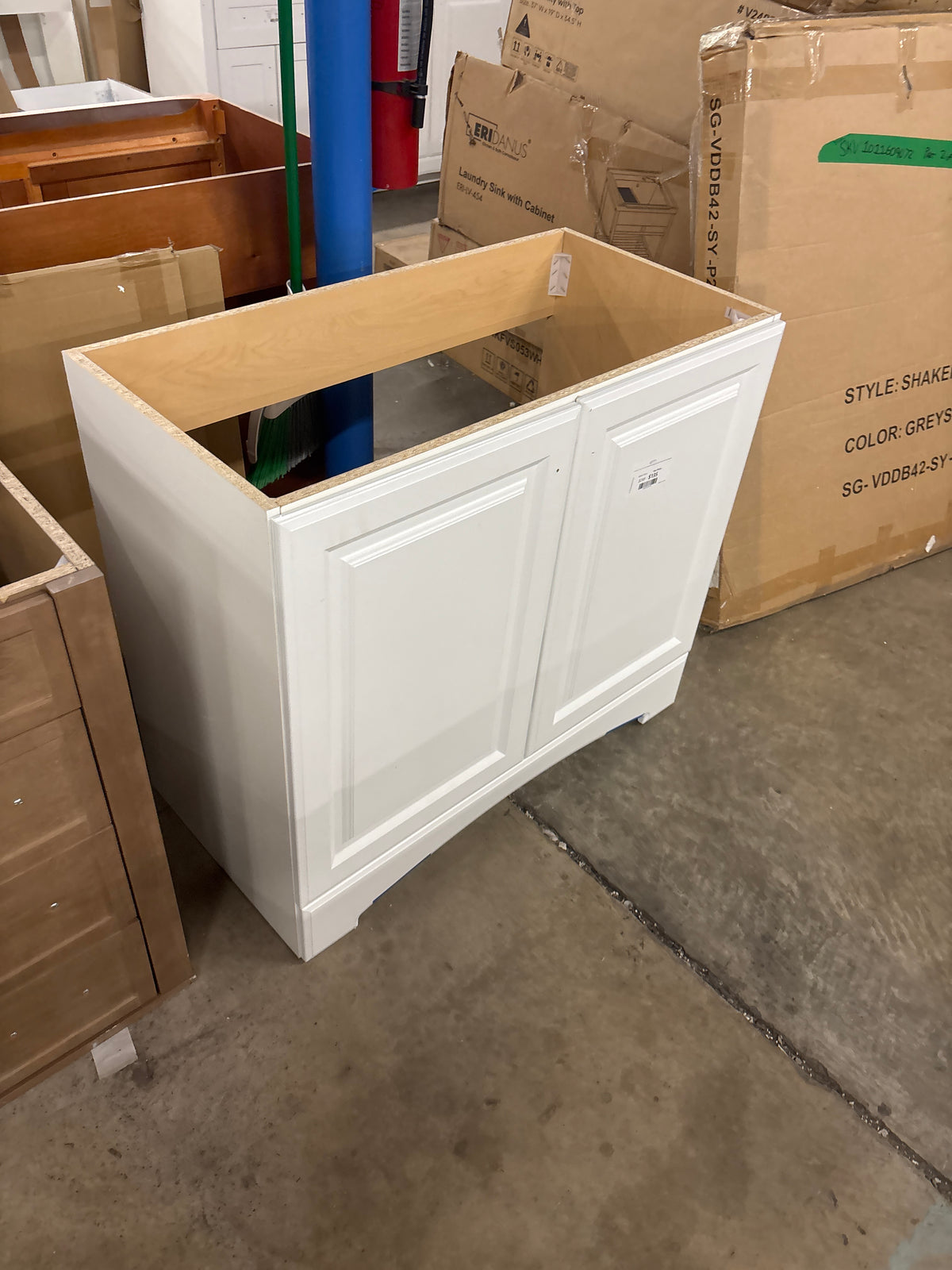 Glacier Bay 37 in. W x 19 in. D x 35 in. H Single Sink Freestanding Bath Vanity in White with White Cultured Marble Top