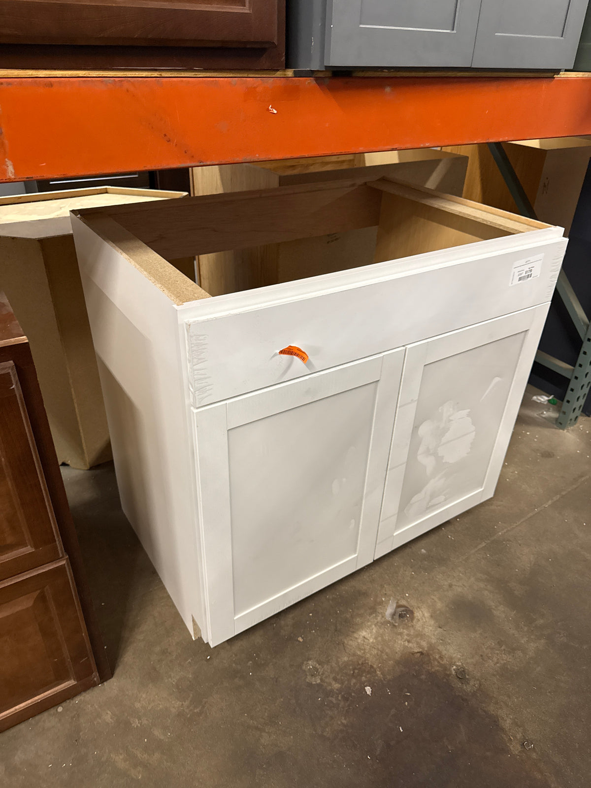 Westfield Feather White Assembled Sink Base Kitchen Cabinet (36 in. W x 23.75 in. D x 35 in. H)