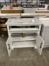 Doveton 36 in. W x 19 in. D x 34.50 in. H Freestanding Vanity in Weathered Tan with White Engineered Stone Top