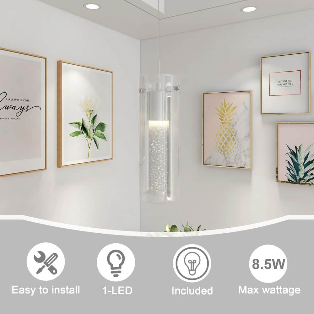 8.5-Watt Integrated LED Chrome Pendant with Crystal Bubble - image 4