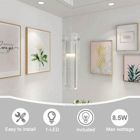 8.5-Watt Integrated LED Chrome Pendant with Crystal Bubble - image 4
