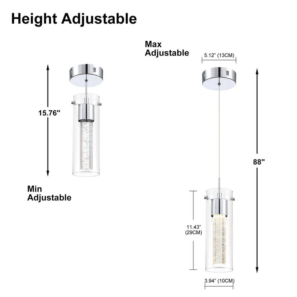 8.5-Watt Integrated LED Chrome Pendant with Crystal Bubble - image 2