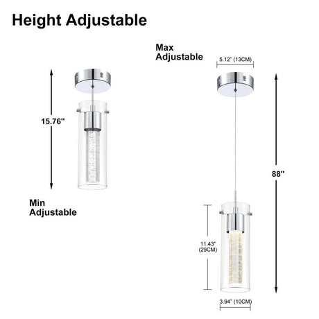 8.5-Watt Integrated LED Chrome Pendant with Crystal Bubble - image 2