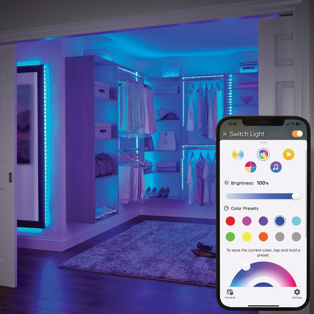 6.5 ft. Smart RGWBIC Dynamic Color Changing Dimmable Plug-In LED Strip Light Powered by Hubspace