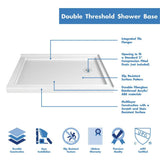 SlimLine 48 in.x 34 in. Double Threshold Shower Pan Base in White with Right Hand Drain