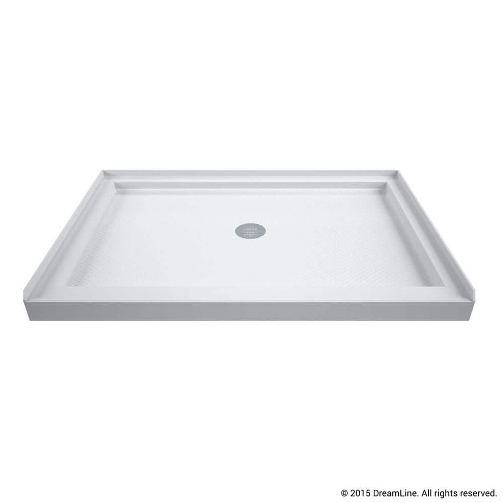 SlimLine 48 in. x 34 in. Single Threshold Alcove Shower Pan Base in White with Center Drain
