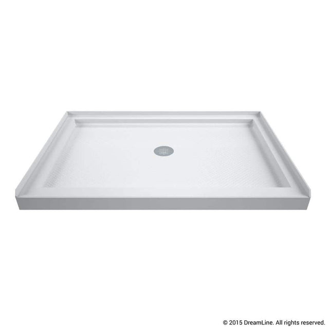 SlimLine 48 in. x 34 in. Single Threshold Alcove Shower Pan Base in White with Center Drain