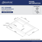 SlimLine 48 in. x 34 in. Single Threshold Alcove Shower Pan Base in White with Center Drain