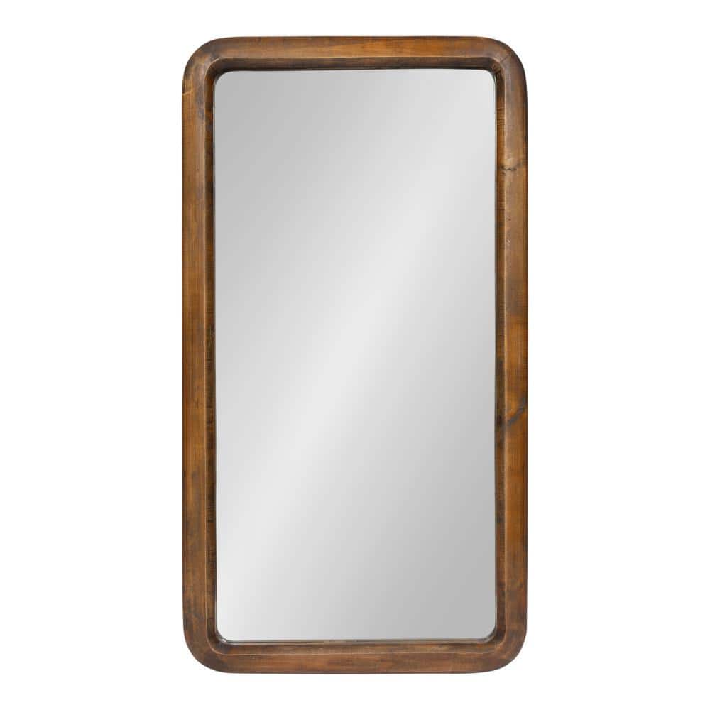 Medium Rectangle Walnut Brown Classic Mirror (31.5 in. H x 16.73 in. W)