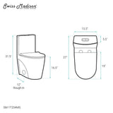 St. Tropez 1-piece 1.1/1.6 GPF Dual Flush Vortex Elongated Toilet in. Matte Grey Seat Included