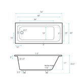 Voltaire 54" x 30" Reversible Drain Drop-In Bathtub