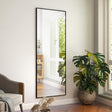 17 in. W x 58 in. H Rectangular Black Classic Aluminum Alloy Framed Full Length Mirror Floor Mirror