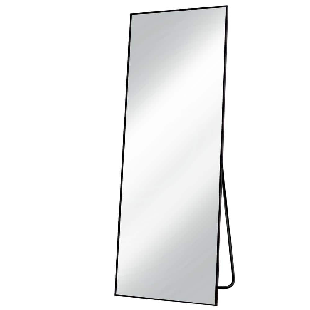 17 in. W x 58 in. H Rectangular Black Classic Aluminum Alloy Framed Full Length Mirror Floor Mirror